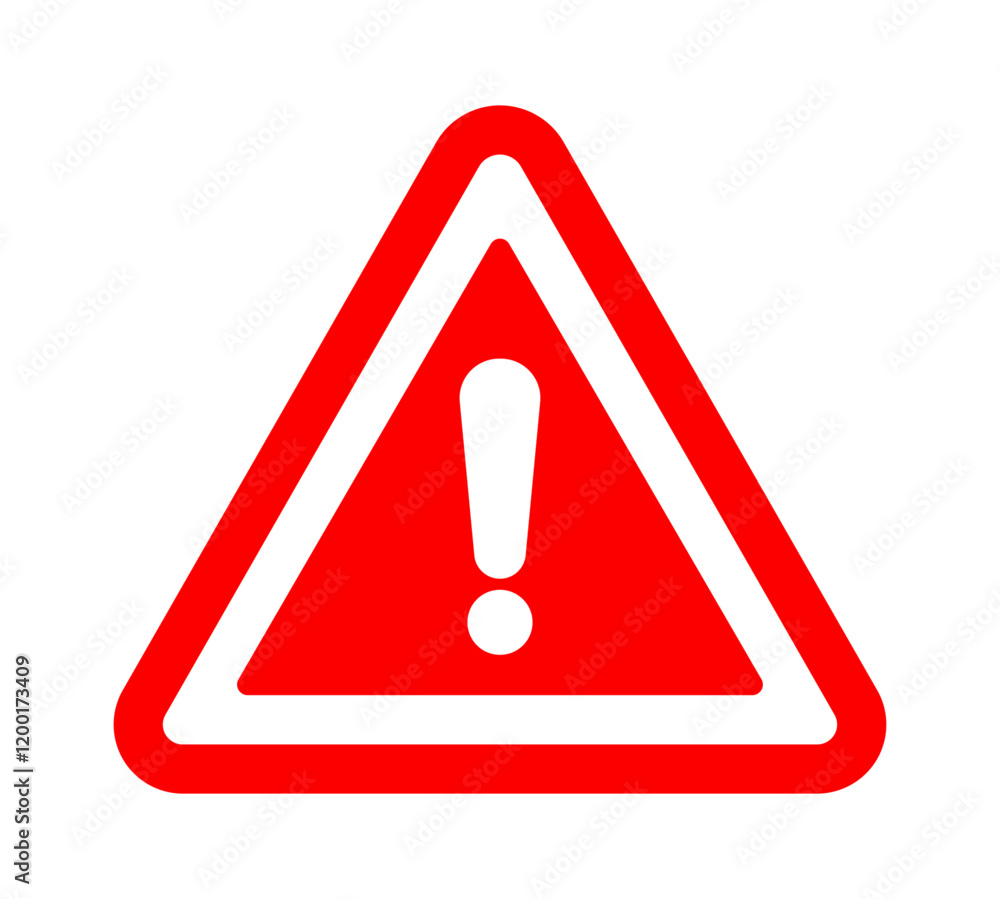 Red warning triangle sign. Danger icon. Red warning triangle sign. Danger icon.