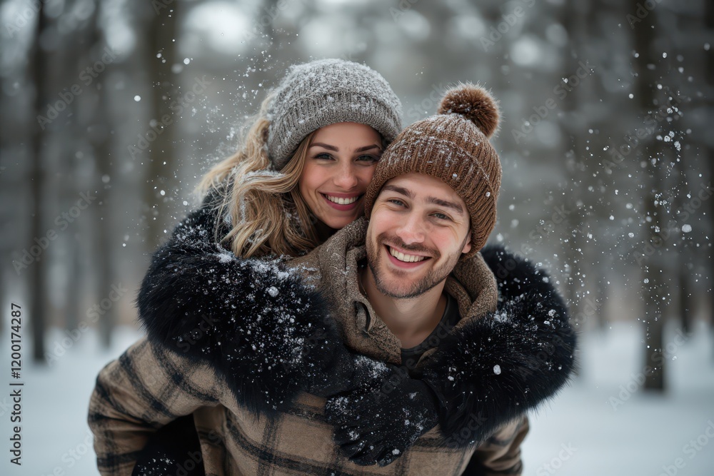 a man and woman are smiling in the snow a man and woman are smiling in the snow