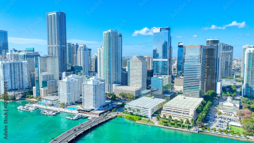 Naklejka premium Miami Brickell and Brickell Key photos