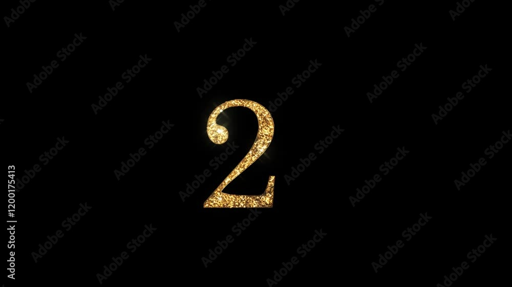 Golden number 2 with beautiful golden shine and alpha channel, numerology, number two Golden number 2 with beautiful golden shine and alpha channel, numerology, number two