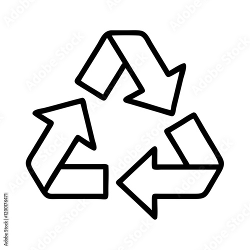 recycling arrows icon, recycling arrows line art - simple line art of recycling arrows, perfect for recycling arrows logos and icons and themed design 