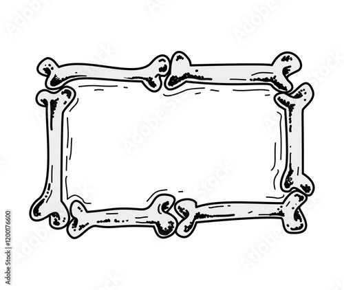 frame text with ornament of the bone, text box with bone illustration 