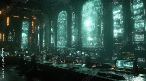 Wallpaper Mural A futuristic control room filled with glowing screens and advanced technology. Torontodigital.ca