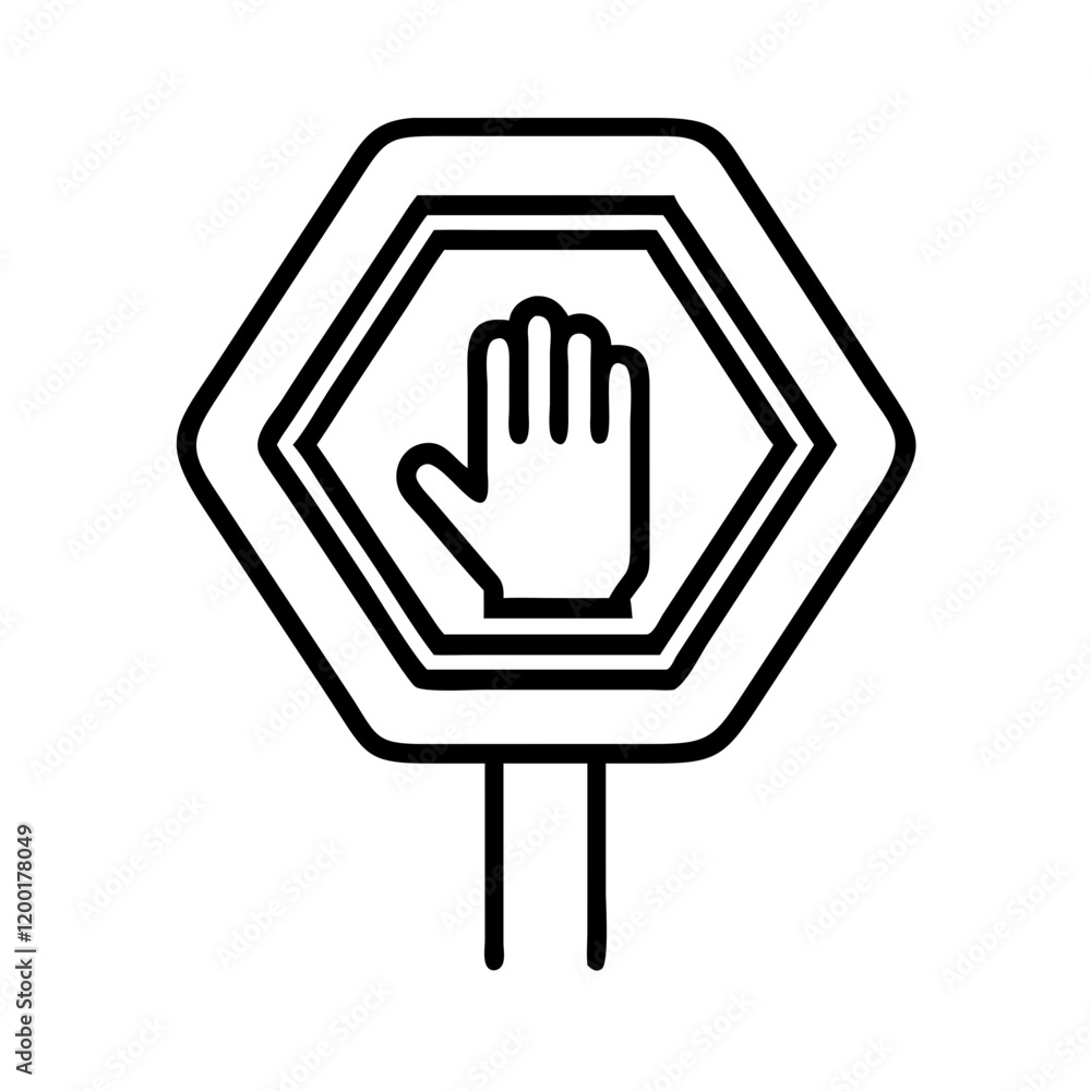 Obraz premium stop sign icon, stop sign line art - simple line art of stop sign, perfect for stop sign logos and icons and themed design 