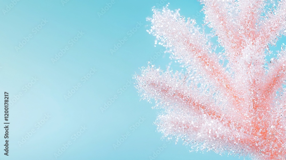 Pink-and-white flower on blue background with light blue sky Pink-and-white flower on blue background with light blue sky