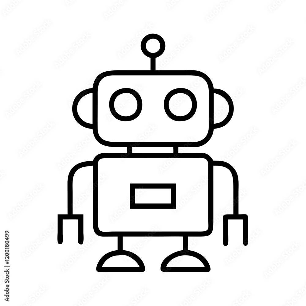 robot icon, robot line art - simple line art of robot, perfect for robot logos and icons and themed design robot icon, robot line art - simple line art of robot, perfect for robot logos and icons and themed design