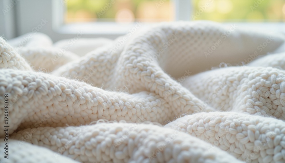 Soft knitted fabric close-up showcasing intricate texture and warmth Soft knitted fabric close-up showcasing intricate texture and warmth