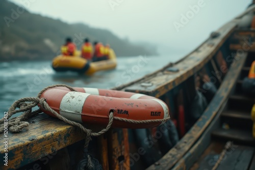 a life preserver on the side of a boat photo