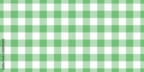 Stylish seamless background pattern, decorating check fabric vector. Tropical plaid texture tartan textile in green and white colors.