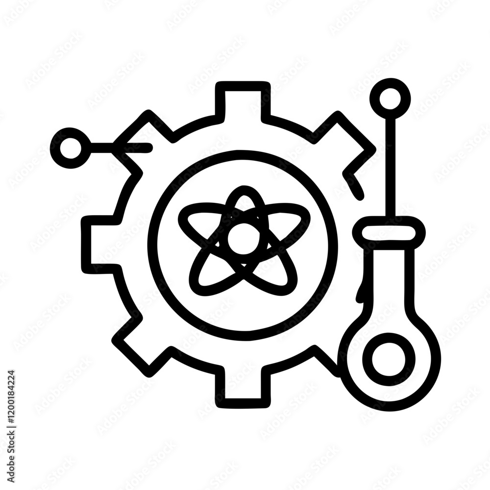 Obraz premium science technology icon, science technology line art - simple line art of science technology, perfect for science technology logos and icons and themed design 