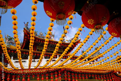 Canvas Print Lanterns decorations at chinese Thean Hou Temple dedicated to the goddess Mazu and Guan Yin