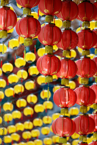 Photography Lanterns decorations at chinese Thean Hou Temple dedicated to the goddess Mazu and Guan Yin