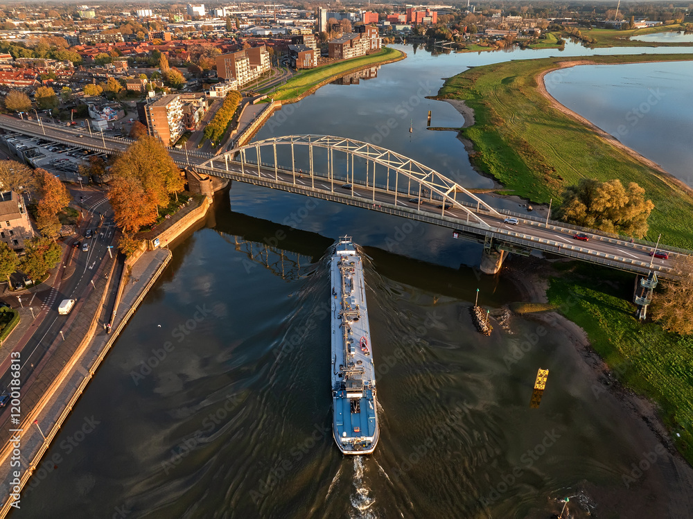 Aerial view to the city of Deventer in the Netherlands