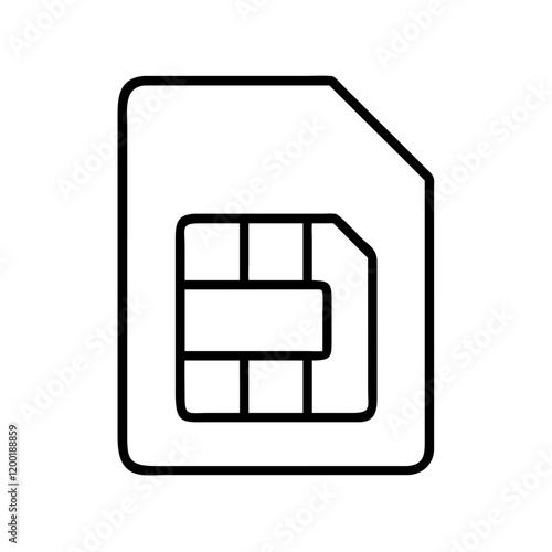sim card icon, sim card line art - simple line art of sim card, perfect for sim card logos and icons and themed design 