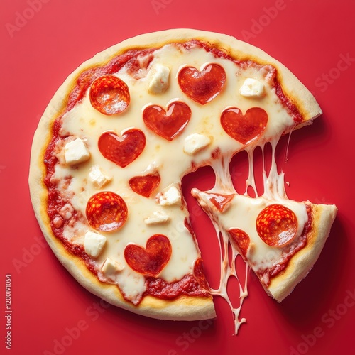 Heart-Shaped Valentine's Day Pepperoni Pizza Design photo