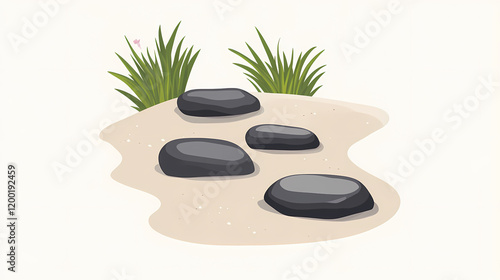 Zen garden with stones and sand. Minimalist Zen Garden. Illustration photo