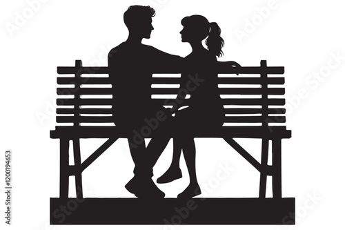 Couple Sitting On Bench Vector
