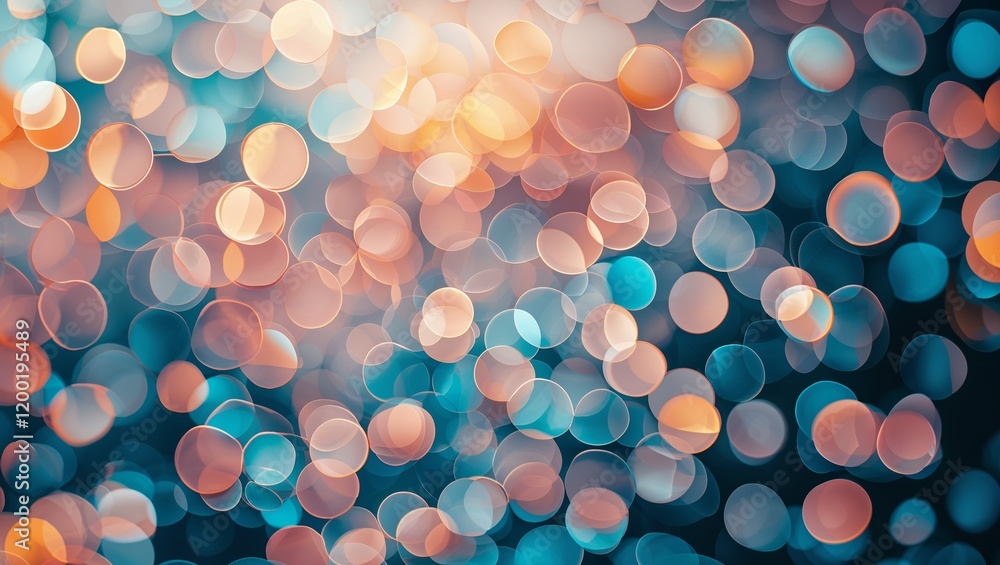 Abstract bokeh light circles in blue orange and pink with a soft diffused mood Abstract bokeh light circles in blue orange and pink with a soft diffused mood