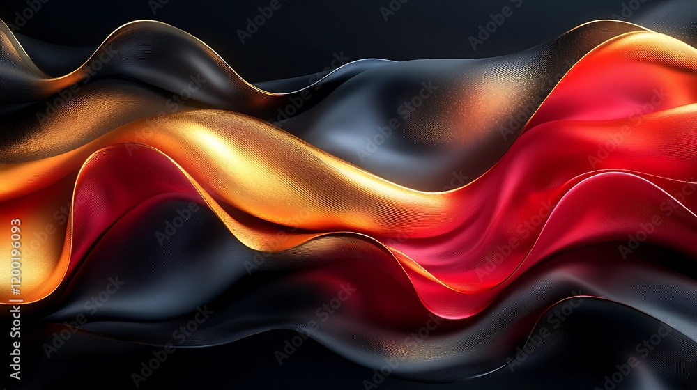 Fototapeta premium Red black gold dynamic abstract waves high resolution hd image