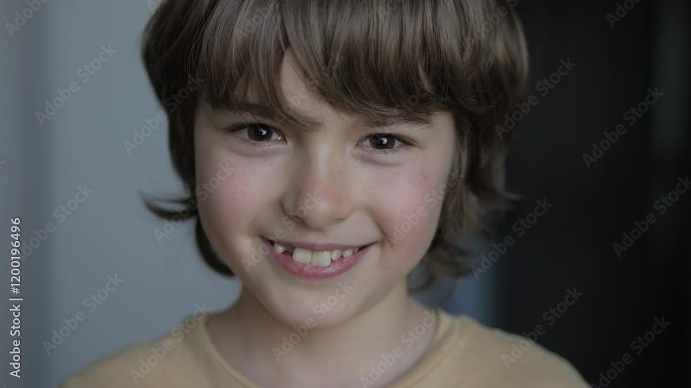 Portrait Little Boy Looking at Camera. Face Funny Contemplative Child. Close-up Portrait of Confident Inquisitive Laughs Happy Caucasian Teenage Boy. Eyes of Smiling Schoolboy. Positive Health Life. Portrait Little Boy Looking at Camera. Face Funny Contemplative Child. Close-up Portrait of Confident Inquisitive Laughs Happy Caucasian Teenage Boy. Eyes of Smiling Schoolboy. Positive Health Life.