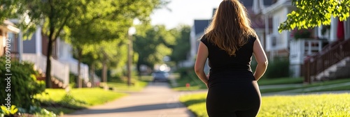 pregnant woman walking in city  photo