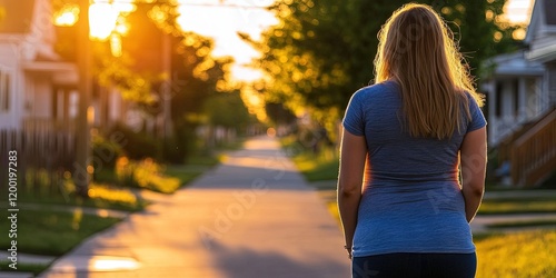 pregnant woman walking in city  photo