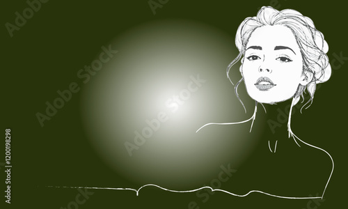 abstract woman face illustration beground moonlight background day woman vector line art silhouette
