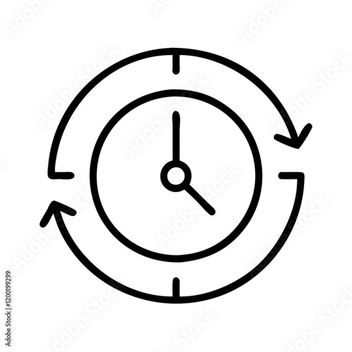 time clock icon, time clock line art - simple line art of time clock, perfect for time clock logos and icons and themed design 