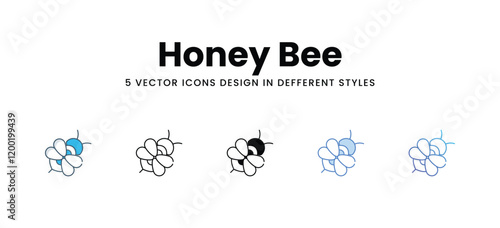 Honey Bee icons in different style vector stock illustration