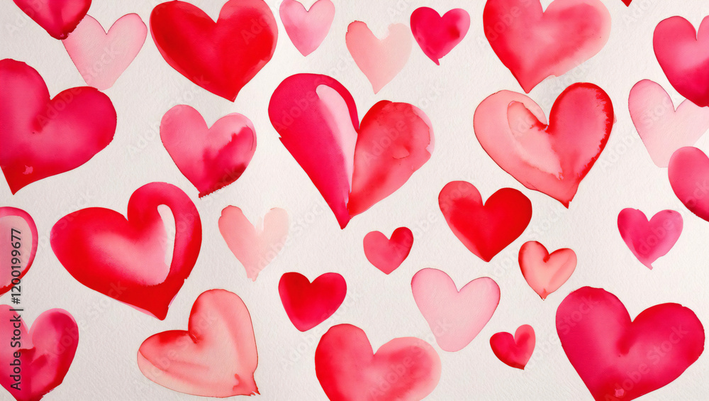 Obraz premium Watercolor Hearts Pattern