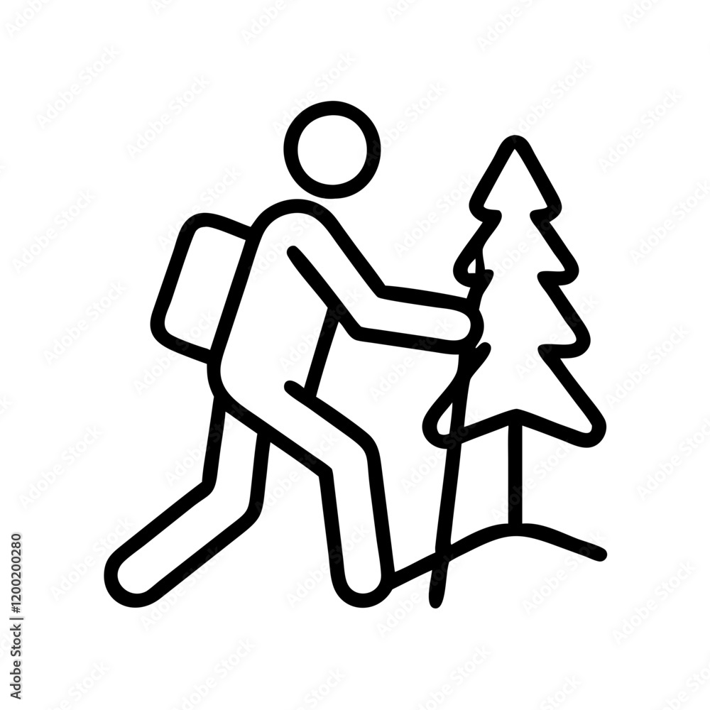 trekking icon, trekking line art - simple line art of trekking, perfect for trekking logos and icons and themed design trekking icon, trekking line art - simple line art of trekking, perfect for trekking logos and icons and themed design