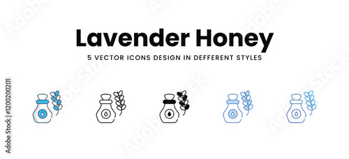 Lavender Honey icons in different style vector stock illustration