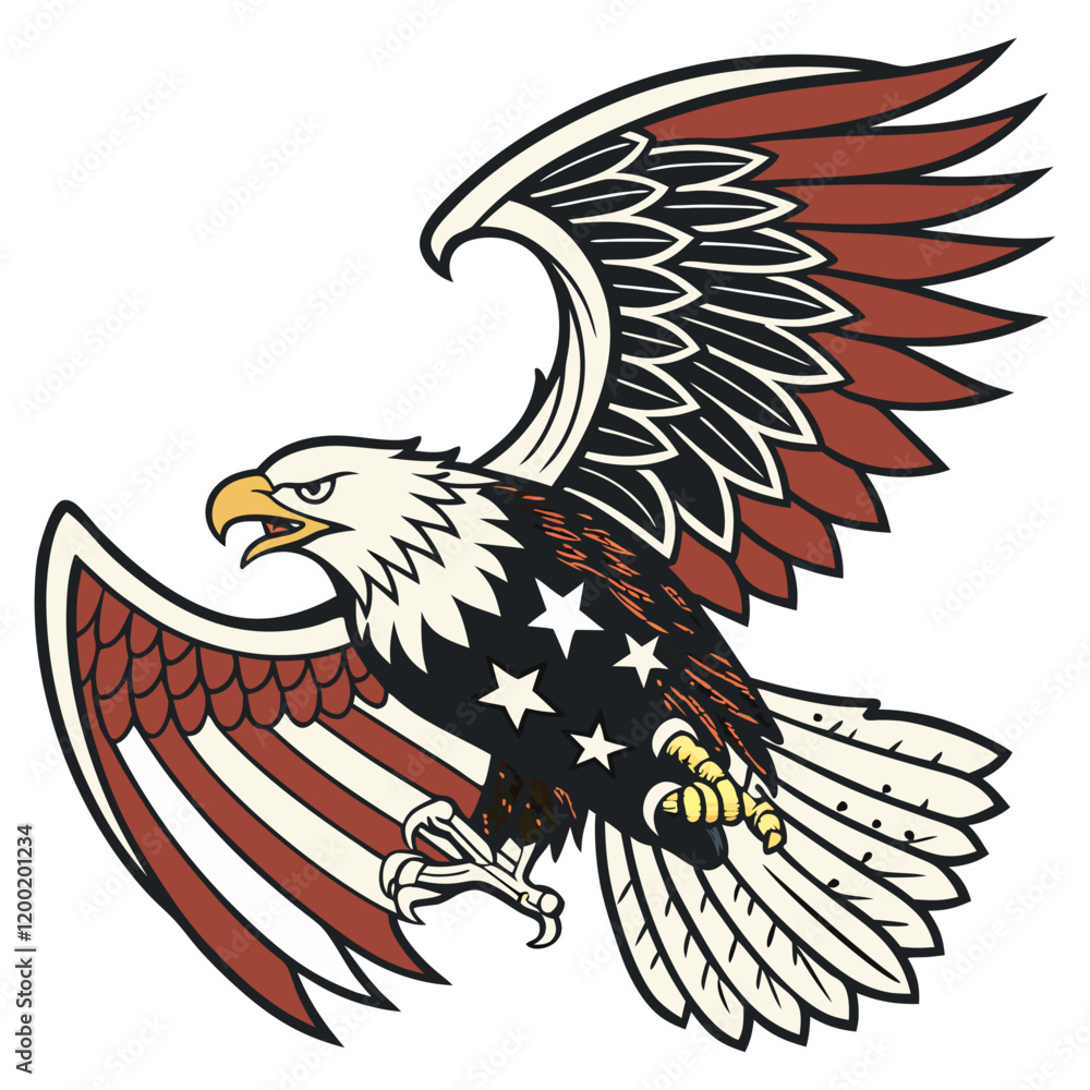 Obraz premium american bald eagle with flag