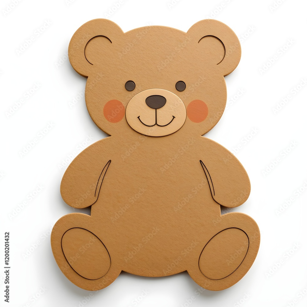 Obraz premium Brown teddy bear cutout, card on white background