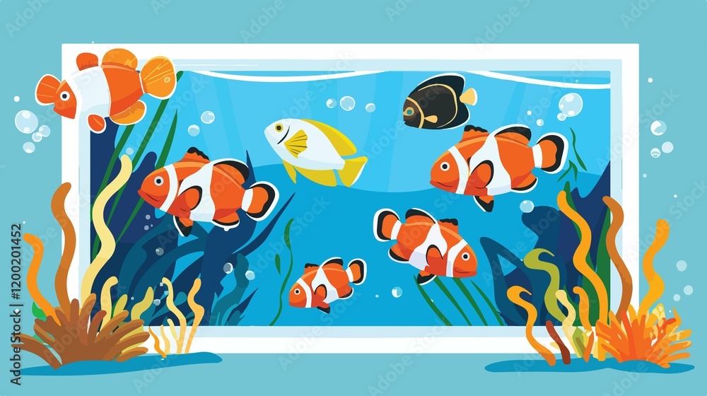 Vibrant Tropical Fish Gliding Through Crystal Clear Blue Waters Vibrant Tropical Fish Gliding Through Crystal Clear Blue Waters