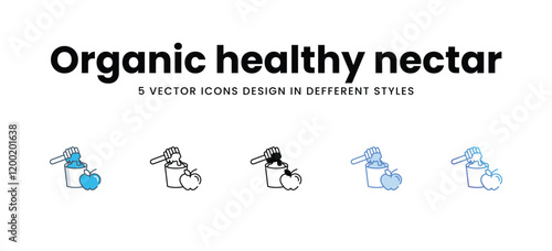 Organic healthy nectar icons in different style vector stock illustration