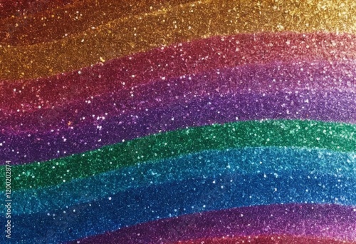 Schimmernder Glitzerhintergrund in Regenbogenfarben – strahlendes Symbol für LGBT-Pride, Vielfalt und Liebe. Generative KI
