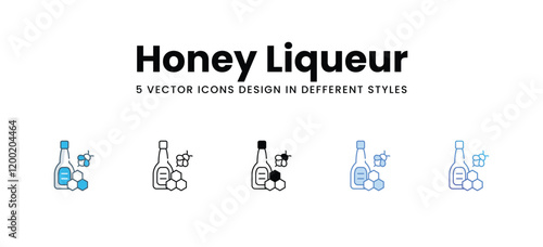 Honey Liqueur icons in different style vector stock illustration