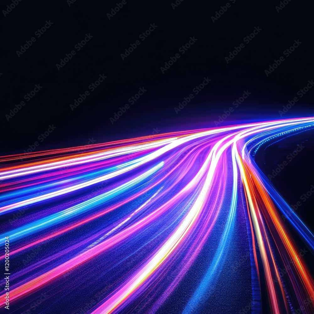 A long, colorful road with a bright blue stripe A long, colorful road with a bright blue stripe
