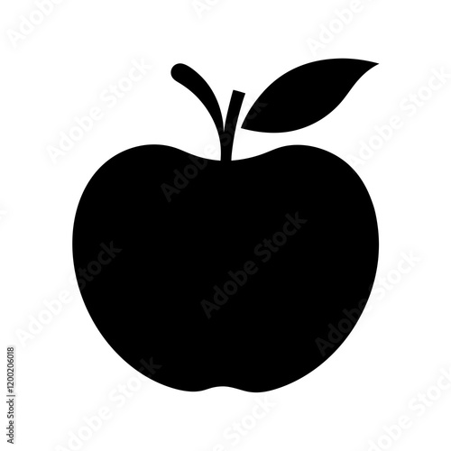 Apple Silhouette Vector Art Illustration - Black Color Apple Artwork Design