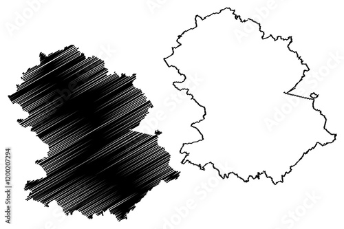 Hochtaunuskreis district (Federal Republic of Germany, rural district Darmstadt region, State of Hessen, Hesse, Hessia) map vector illustration, scribble sketch Hochtaunuskreis map photo