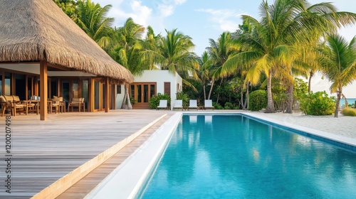 Wallpaper Mural Luxurious Villa with Private Pool Surrounded by Tropical Palm Trees on a Sunny Day in Paradise Torontodigital.ca