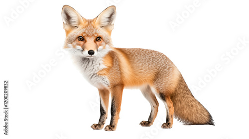Wallpaper Mural Fox stands alone on a white background showcasing its vibrant fur and keen expression in a natural pose Torontodigital.ca