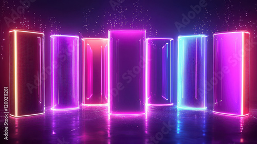 High-tech energy storage system with graphene supercapacitors glowing in vibrant colors  showcasing ultra-fast charging and discharging capabilities