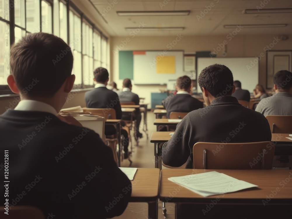 a classroom full of students sitting at desks a classroom full of students sitting at desks