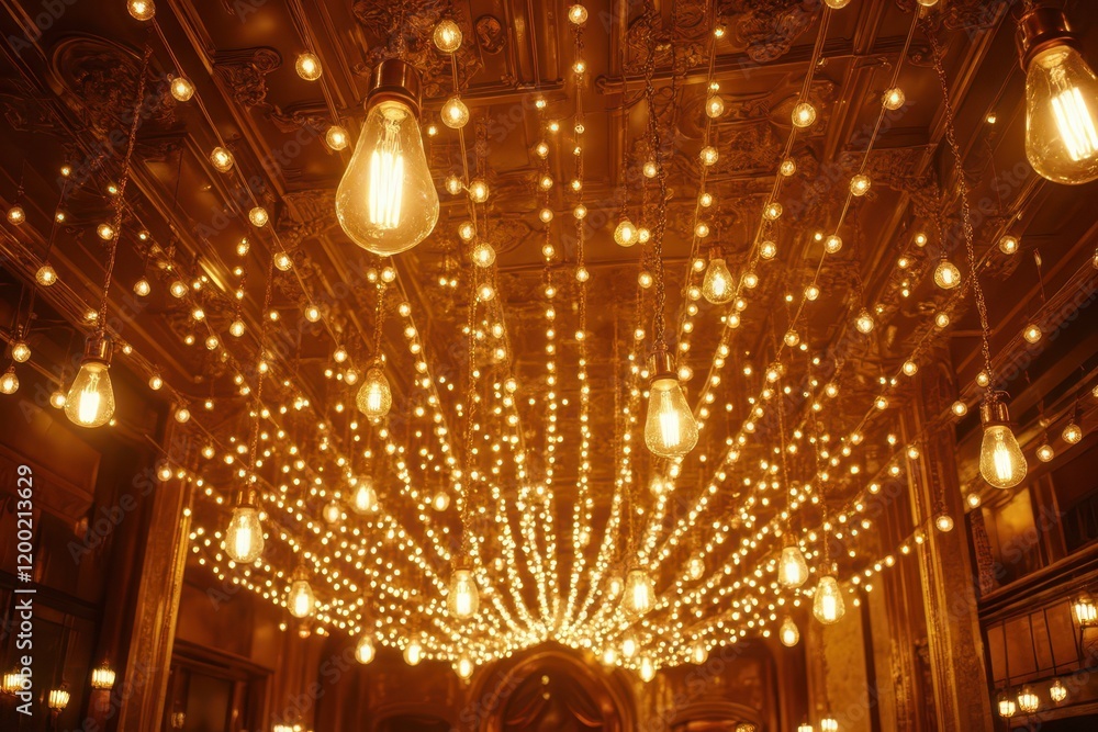 a ceiling with lights hanging from it a ceiling with lights hanging from it