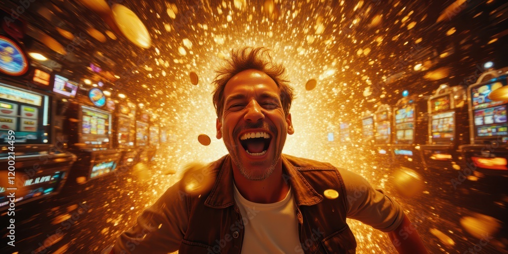 a man is laughing in a casino a man is laughing in a casino