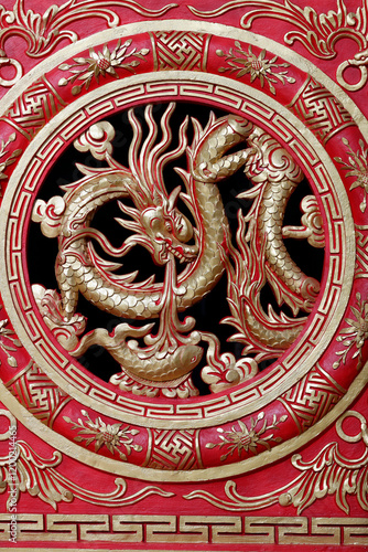 Wallpaper Mural Thien Truc buddhist pagoda.  Chinese dragon. Decoration. Wood carving. Bac Lieu. Vietnam. . Torontodigital.ca