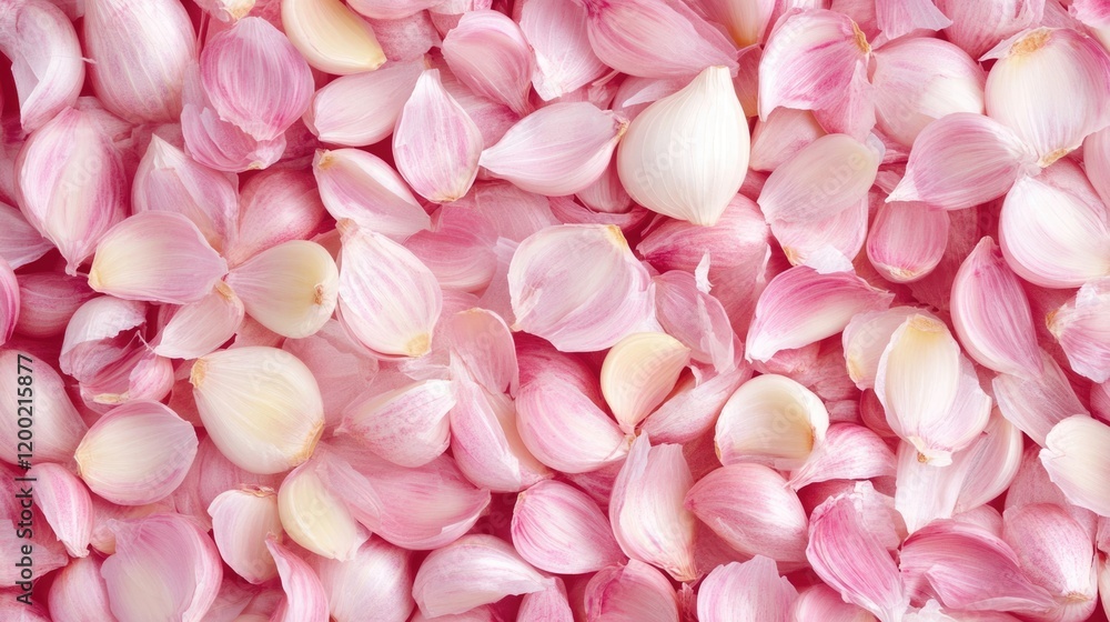 Obraz premium Fresh Pink Garlic Bulbs: Closeup of Whole Raw Garlic in a Market Setting