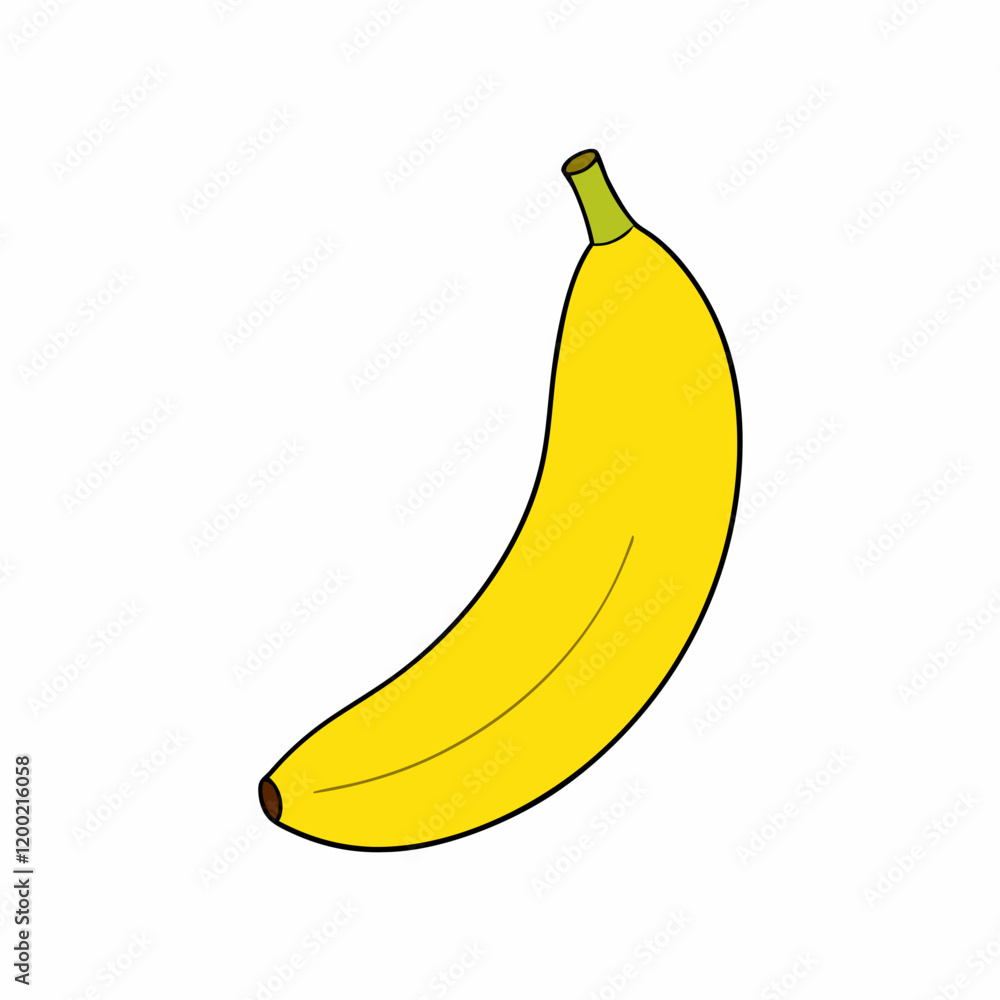 Banana Vector Art Illustration - Flat Banana Fruit Design Banana Vector Art Illustration - Flat Banana Fruit Design